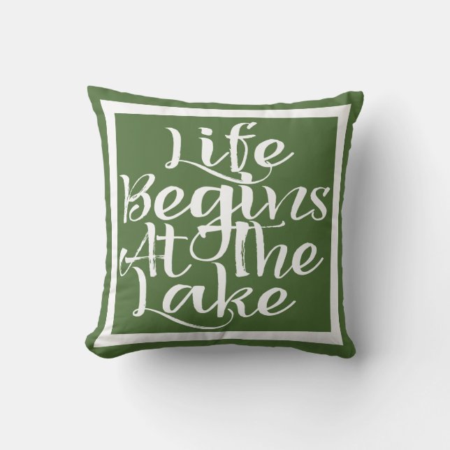Life Begins At The Lake Throw Pillow (Front)