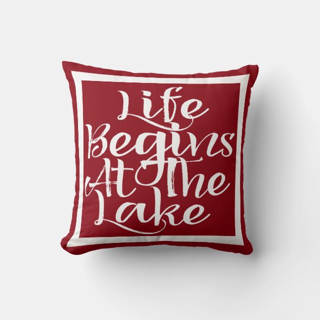Life Begins At The Lake Throw Pillow (Front)