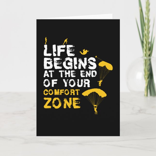 Life Begins Comfort Zone Skydiver Card (Front)