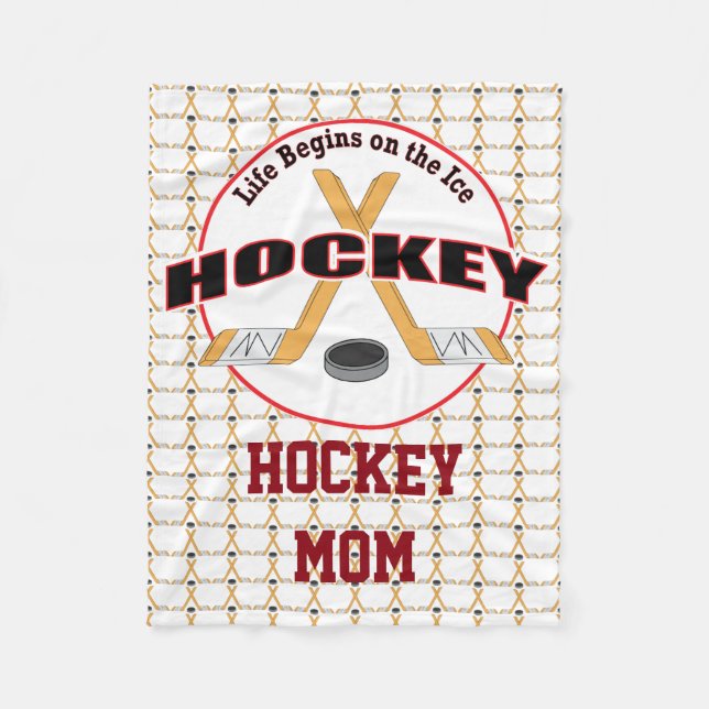Life Begins Hockey Mom Fleece Blanket (Front)
