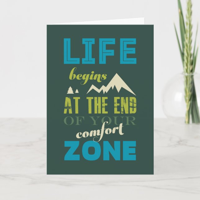 Life begins Inspirational Quote Typography Print Card (Front)