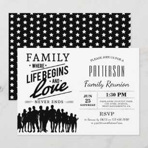 Life Begins & Love Never Ends   Family Reunion Invitation