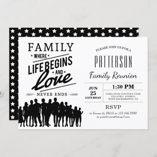 Life Begins  Love Never Ends  Family Reunion Invitation