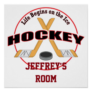 Life Begins on the Ice Hockey Your Name Poster