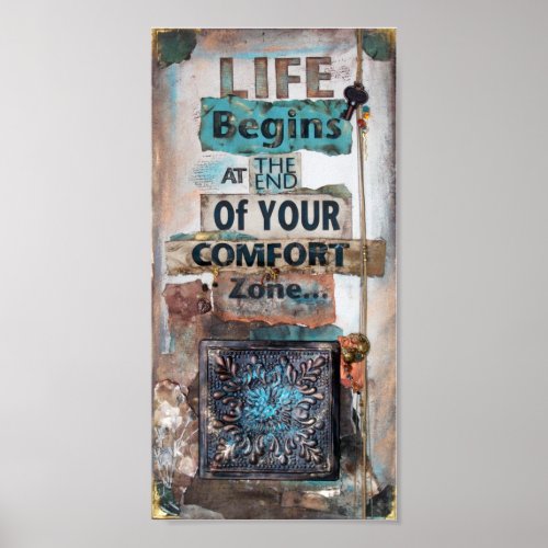 Life Begins Quote Mixed Media Art Print