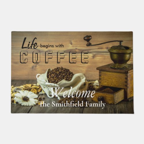 Life Begins with Coffee Doormat
