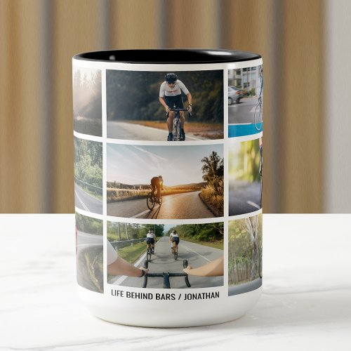 Life Behind Bars Personalize Images Bicycle Lovers Two_Tone Coffee Mug