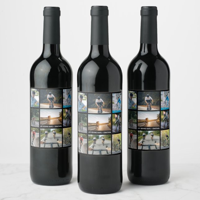 Life Behind Bars Personalize Images Bicycle Lovers Wine Label (Bottles)