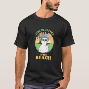Life Better At Beach Duck Vacation Palm Tree Summ T-Shirt