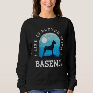 Life Better Basenji Vintage Blue Dog Mom Dad Sweatshirt