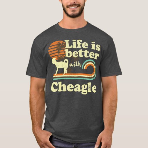 Life Better Cheagle Vintage Dog Mom Dad  T_Shirt