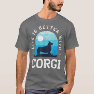 Life Better Corgi Vintage Blue Dog Mom Dad T-Shirt