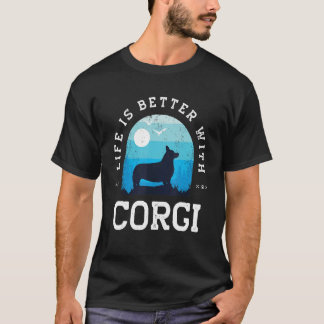 Life Better Corgi Vintage Blue Dog Mom Dad T-Shirt