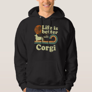 Life Better Corgi Vintage Dog Mom Dad Hoodie