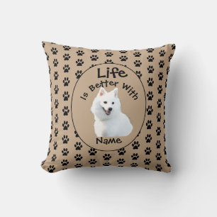 Life Better Dog Japanese Spitz Add Name Your Photo Throw Pillow