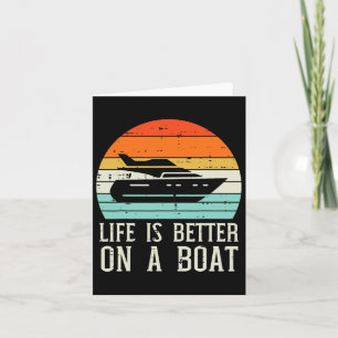 Life Better On Boat Sunset Retro Yacht Captain Men Card
