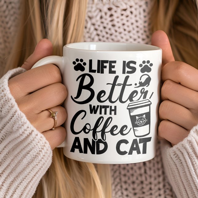 Life better with coffe and cat,cat lovers mug (Creator Uploaded)