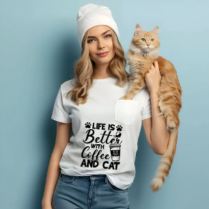 Life better with coffe & cat,best cat gifts tshirt