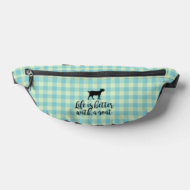 Life Better With Goat Blue Country Plaid  Fanny Pack (Lay Down)
