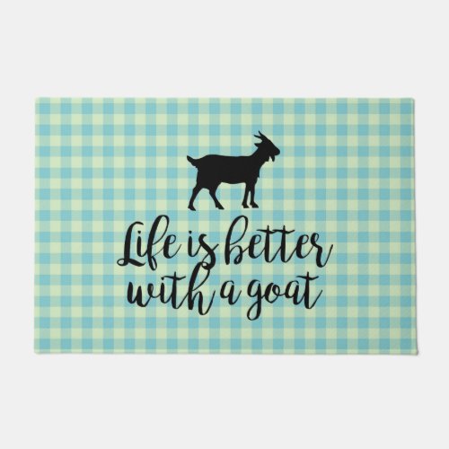 Life Better With Goat Country Plaid Doormat