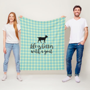 Life Better With Goat Country Plaid Fleece Blanket