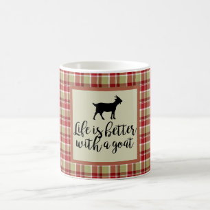 Life Better With Goat Plaid Coffee Mug