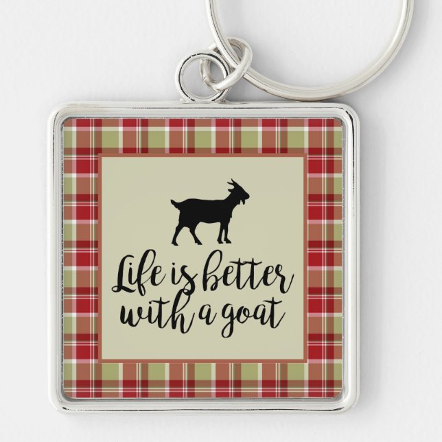 Life Better With Goat Plaid   Keychain (Front)