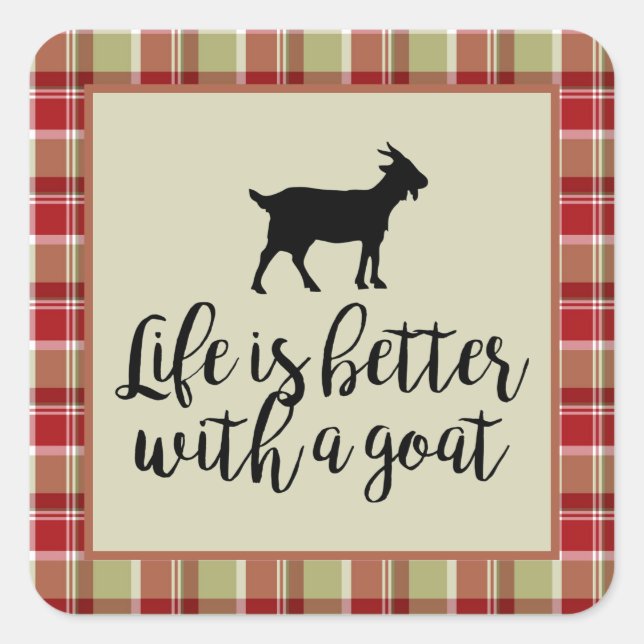 Life Better With Goat Plaid   Square Sticker (Front)
