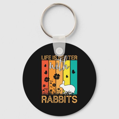life better with rabbits word art keychain