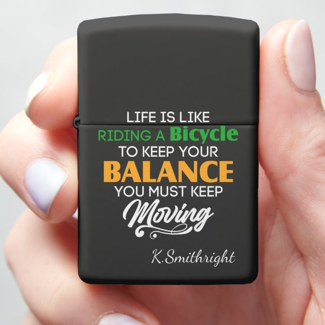 Life Bicycle Keep Balance Moving Zippo Lighter (In Hand)