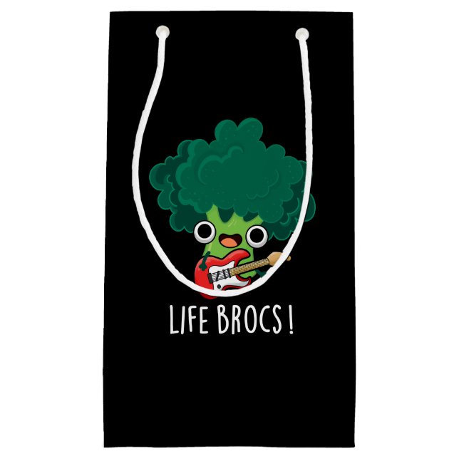 Life Brocs Funny Veggie Broccoli Pun Dark BG Small Gift Bag (Front)
