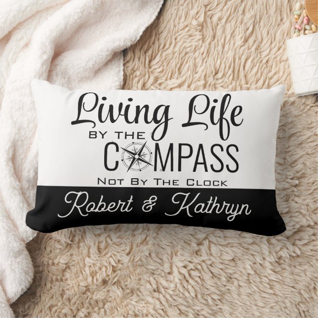 "Life By The Compass" Personalized Lumbar Pillow (Blanket)