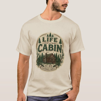 Life Cabin Typography Sticker | Rustic Cabin Life T-Shirt