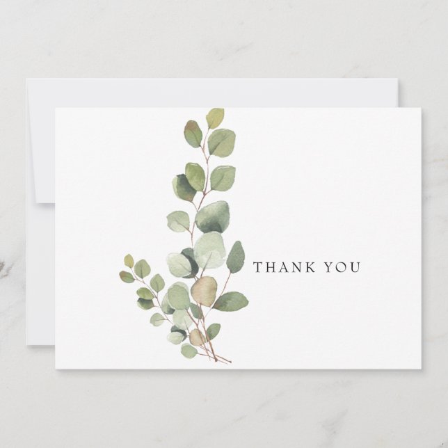 Life Celebrated Eucalyptus White Funeral Thank You Card (Front)