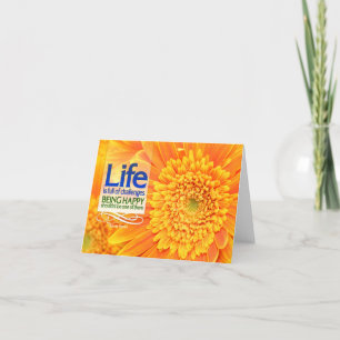 "Life challenges & Happiness" Inspirational Quote Letterpress Thank You Card