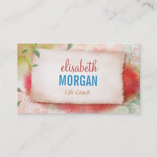 Life Coach  - Artistry Watercolor Floral Business Cards