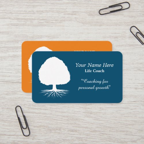 Life coach business card template with tree logo
