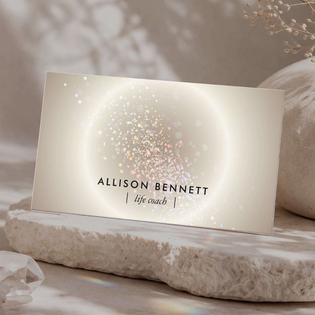 Life Coach Celestial Glow Minimal Champagne Gold Business Card (Creator Uploaded)