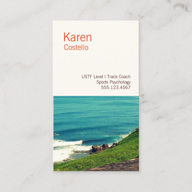Life Coach Colorful Ocean View Business Card (Front)