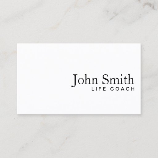 Customizable Minimal Plain White Life Coach Business Card