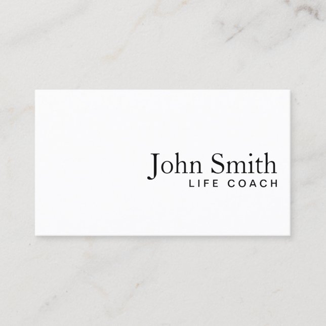 Life Coach Counselor Minimalist Plain White Business Card (Front)