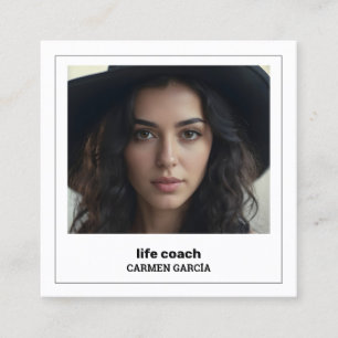 Life Coach Custom Photo QR Square Business Card