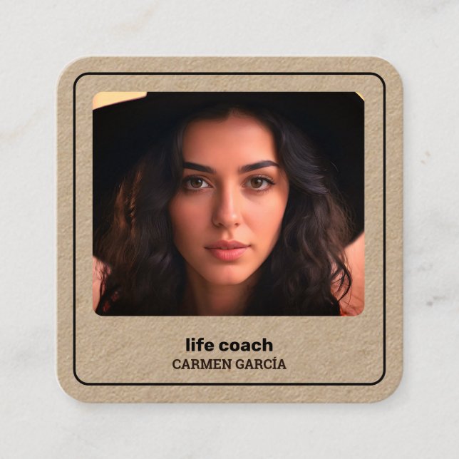Life Coach Custom QR & Photo Square Business Card (Front)