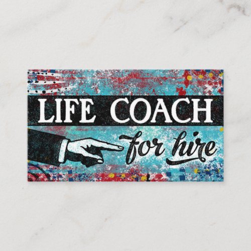 Life Coach For Hire Business Cards _ Blue Red