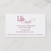 Life Coach I Personal Goals Spiritual Counseling Business Card (Back)