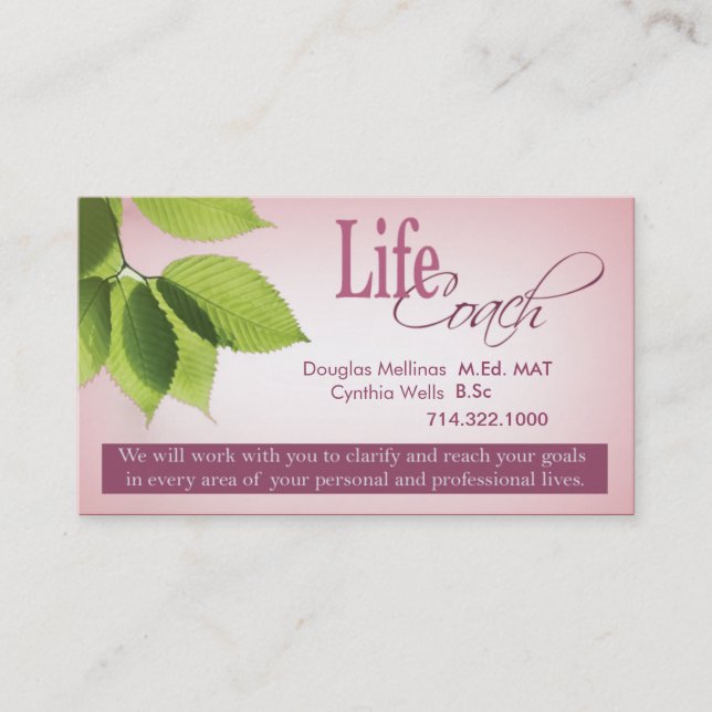 Life Coach I Personal Goals Spiritual Counseling Business Card (Front)