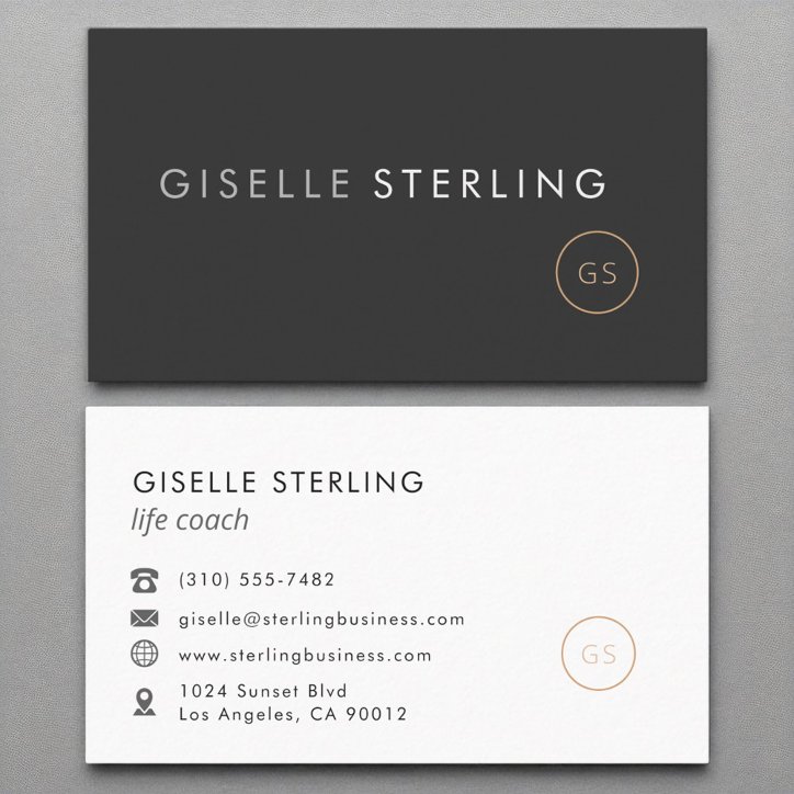 Life Coach Luxury Black Elegant Modern Business Card