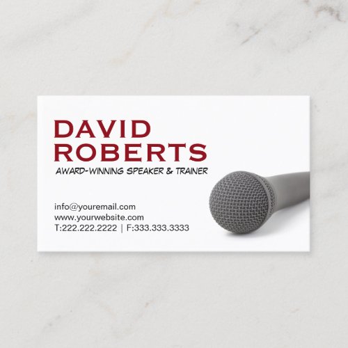 Life Coach Public Speaker Bold Text  Microphone Business Card