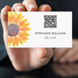 Life Coach QR Code Botanical Business Card