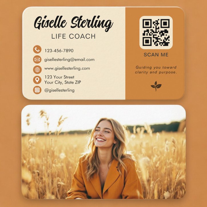 Life Coach QR Code Photo Business Card